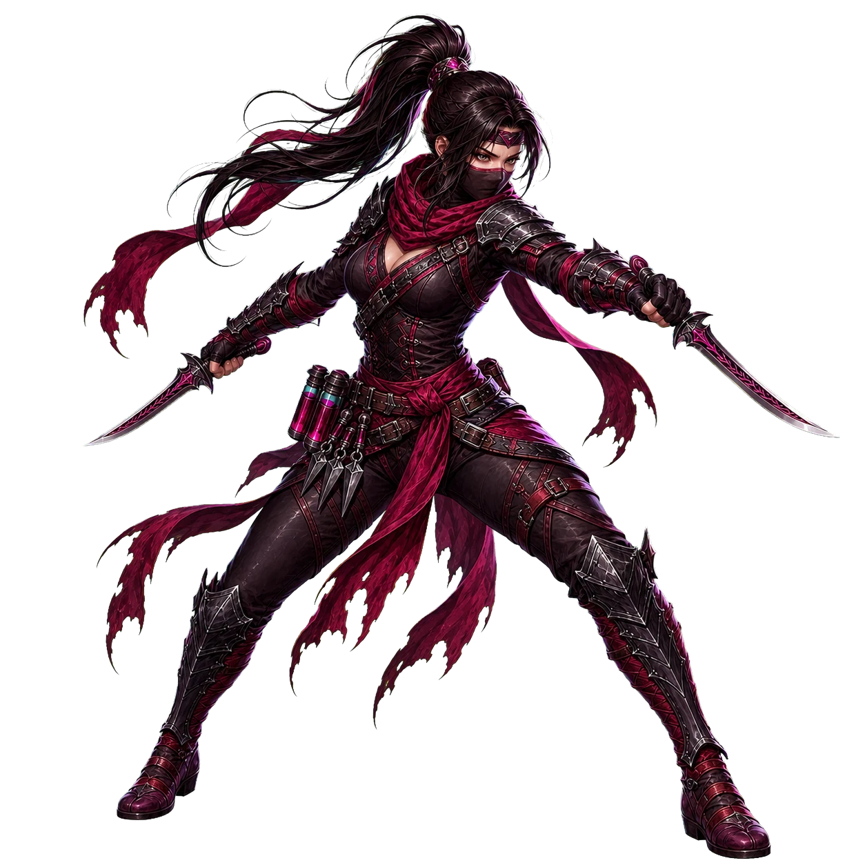 Female Ninja in red-magenta garb